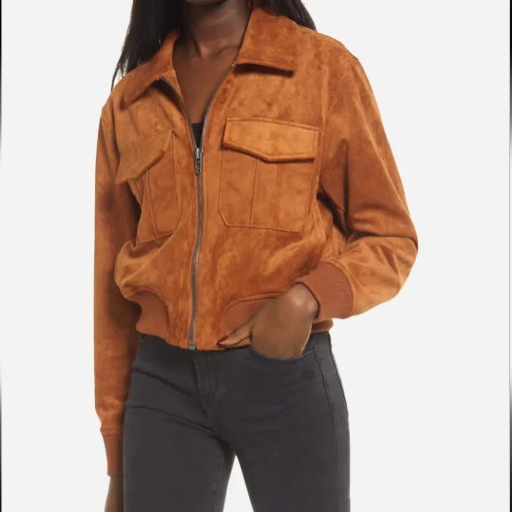 NWT BlankNYC Faux Suede Aviator Bomber Jacket In Take Flight
